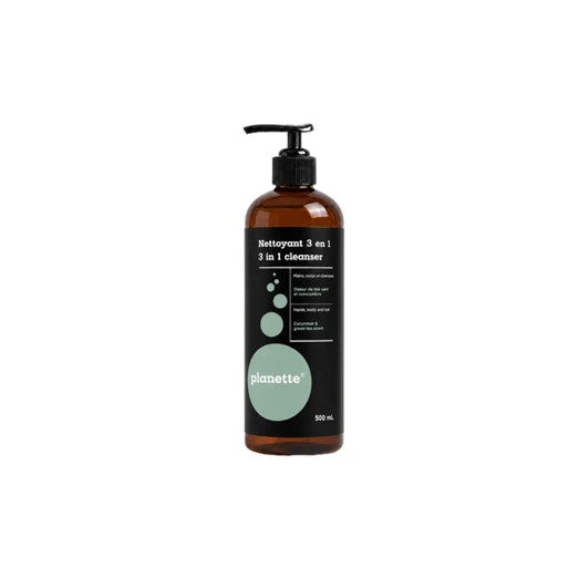 Trio gel douche-mains-cheveux - Thé vert et concombre - PLANETTE