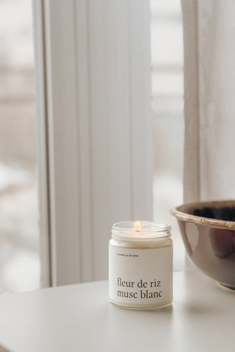 Chandelle de soya - Fleur de riz Musc blanc - 270 ml - MARÉE CHANDELLES