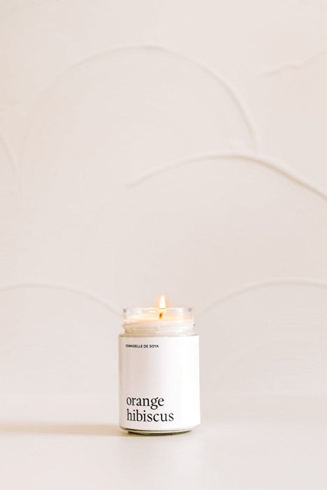Chandelle de soya - Orange Hibiscus - MARÉE CHANDELLES
