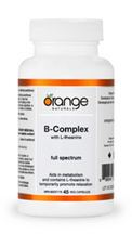 Bouteille de Complexe B avec L-théanine – Orange Naturals, 45 capsules végétales