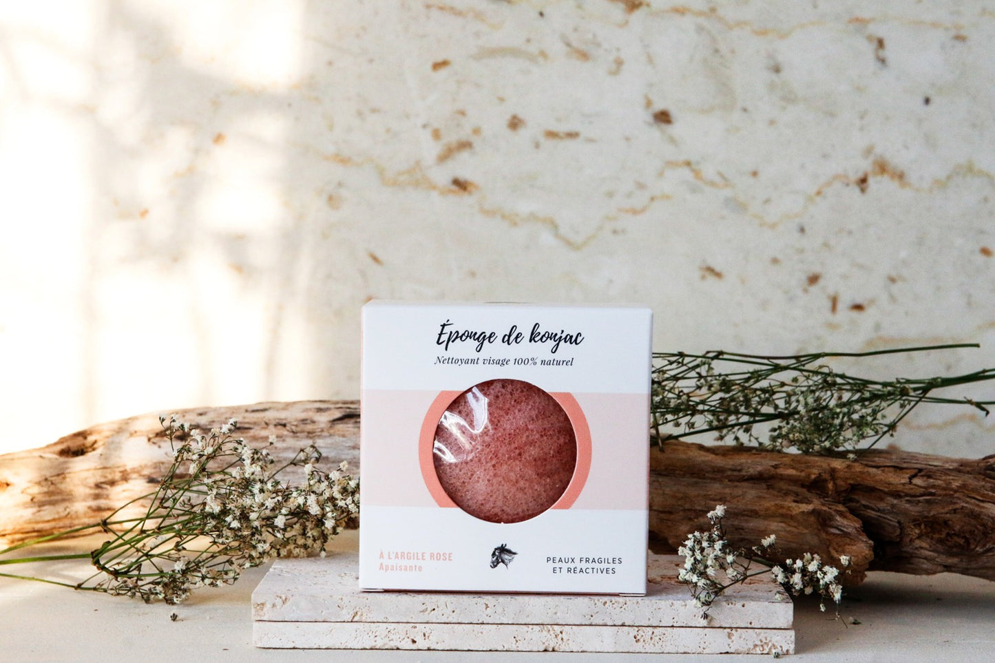 Éponge Konjac Visage - rose - peau fragile et réactive - POUSSIÈRE D'ÉTOILE