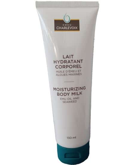 lait corporel hydratant Émeu Charlevoix, huile d'émeu et algues marines, tous les types de peaux, tube 130 ml