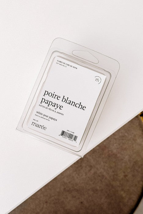 Cubes de cire de soya pour diffuser (6 morceaux) - Poire blanche papaye - MARÉE CHANDELLES