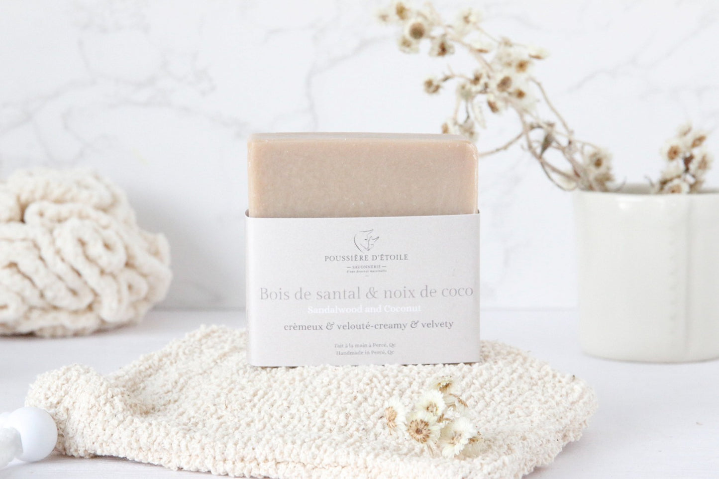 Savon en barre Végan - Bois de Santal & Noix de Coco 125gr - POUSSIÈRE D'ÉTOILE