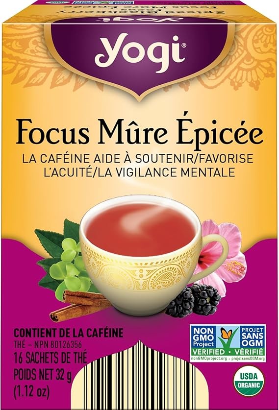 Tisane sans caféine - Concentration - mûre épicée 16 sachets - YOGI