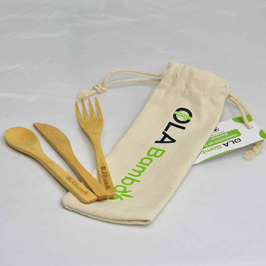 Kit Zéro Déchet/Ustensiles en bambou réutilisables de OLA Bamboo