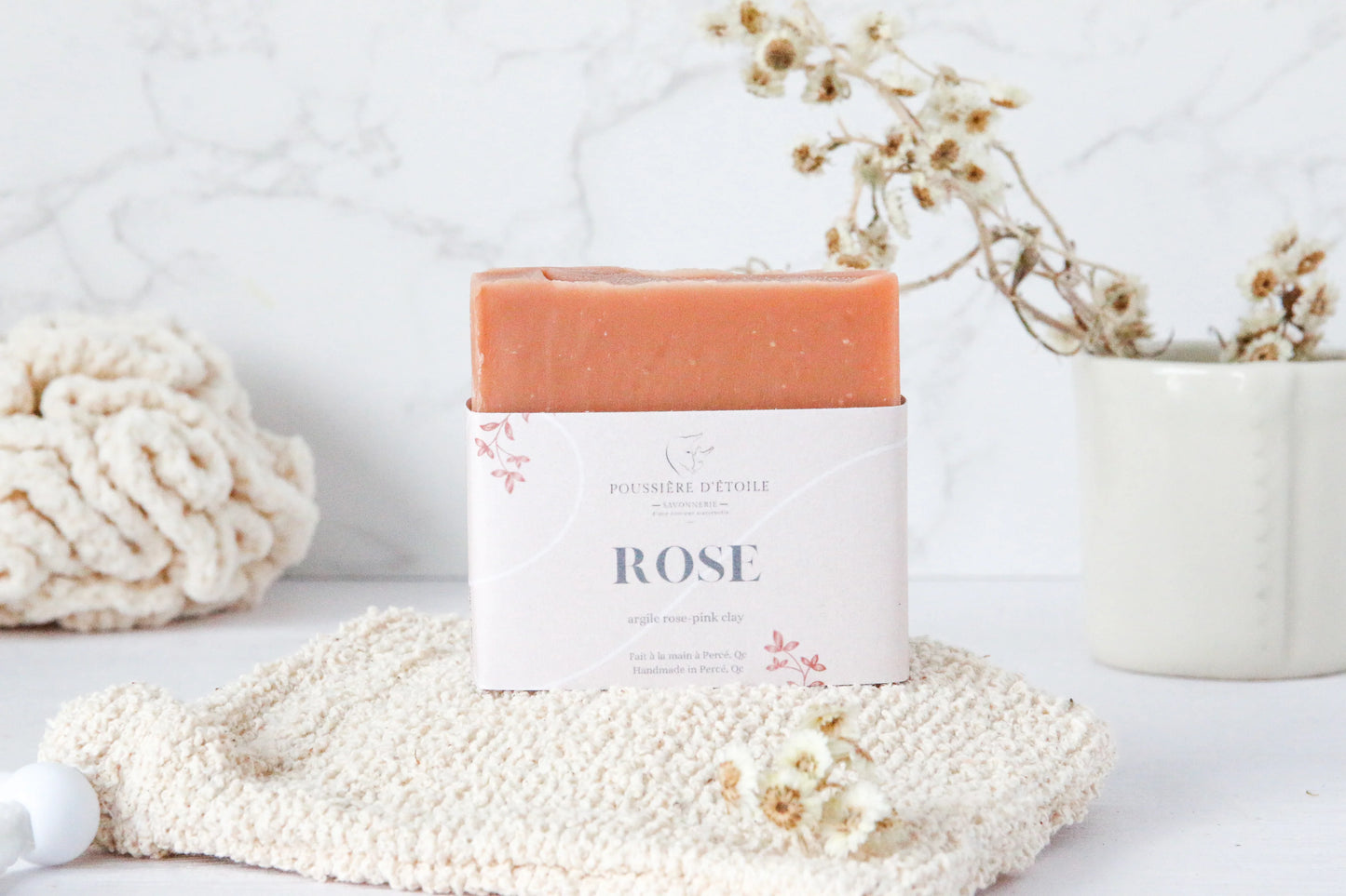 Savon en barre - Rose (à l'argile rose) - 125g - POUSSIÈRE D'ÉTOILE