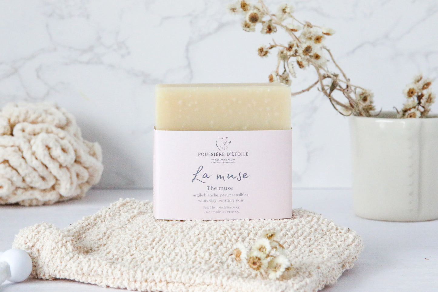 Savon en barre - La Muse (Argile blanche Peaux sensibles) 125gr - POUSSIÈRE D'ÉTOILE