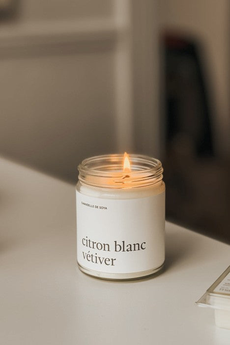 Chandelle de cire de soya - Citron Blanc Vétiver 270 ml - MARÉE CHANDELLES