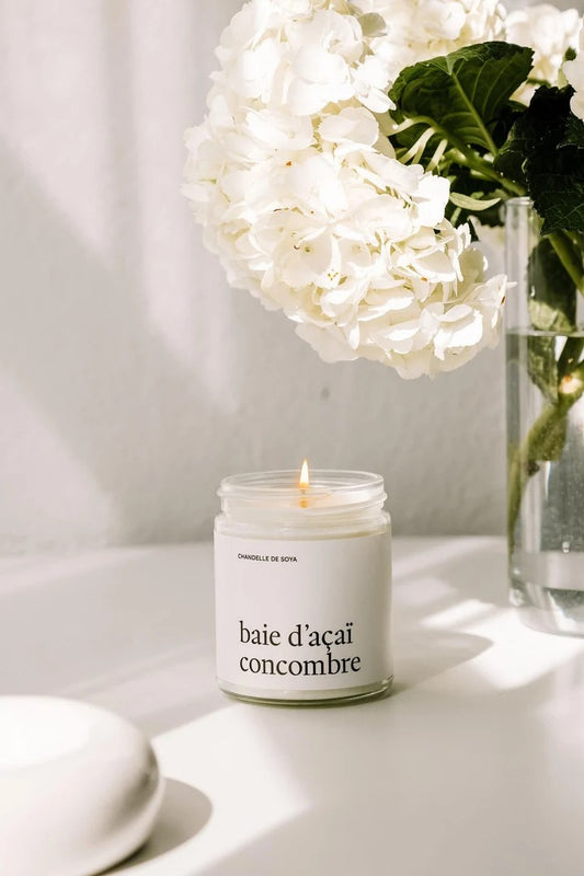 Chandelle de soya -Baie d'açaï concombre 270 ml - MARÉE CHANDELLES