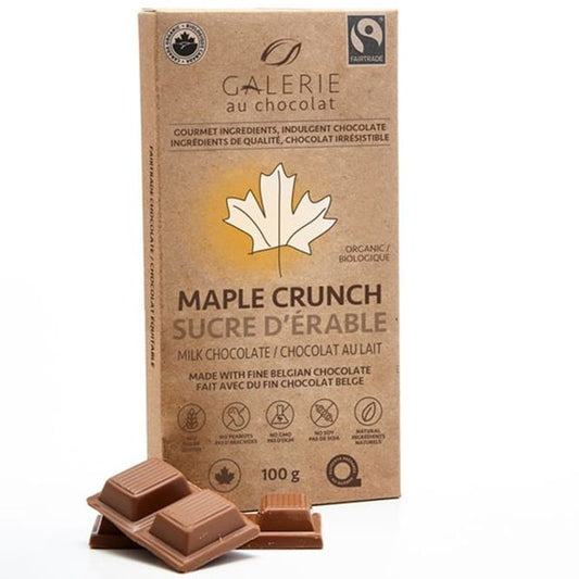 Chocolat au lait croustillant à l'érable - 100g - Galerie au Chocolat