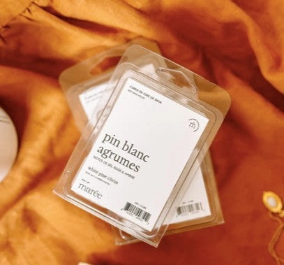Cubes de cire de soya parfum Pin blanc et agrumes – Marée Chandelles