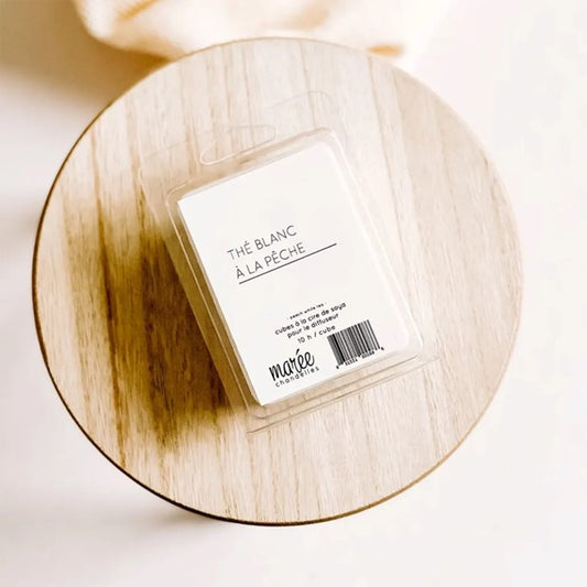 Cubes de cire de soya pour diffuseur (6 morceaux) - Thé blanc à la pêche - MARÉE CHANDELLES