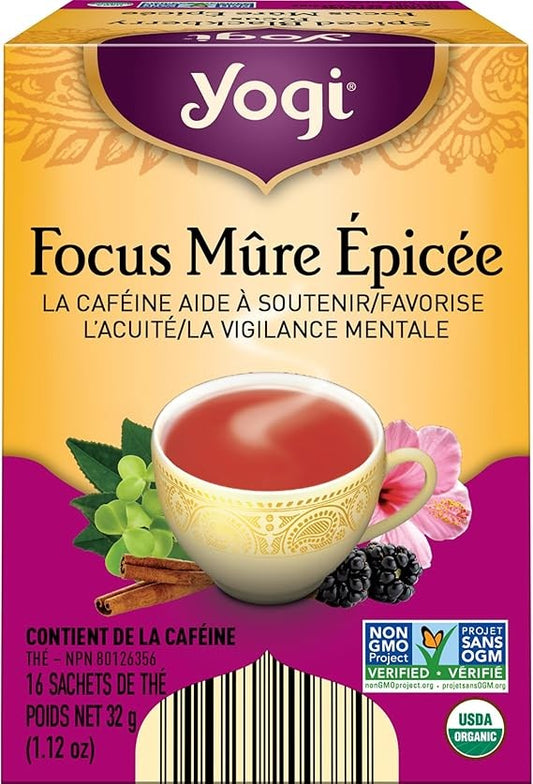 Tisane sans caféine - Concentration - mûre épicée 16 sachets - YOGI