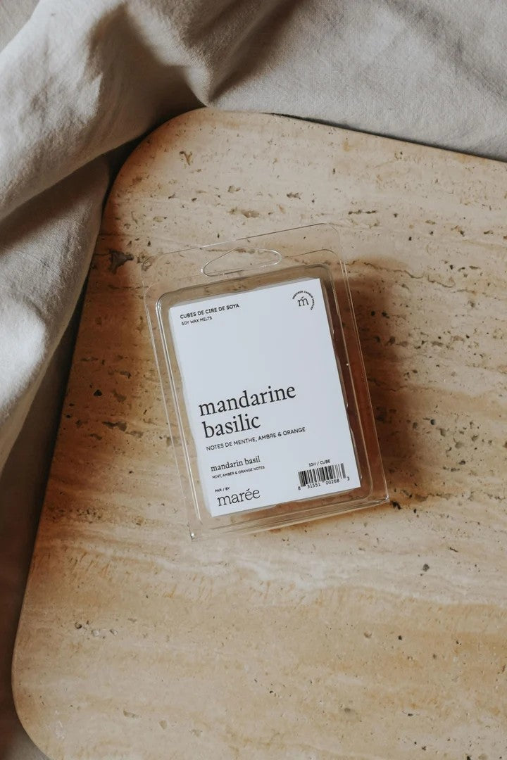 Cubes de cire de soya pour diffuseur (6 morceaux) - Mandarine Basilic - MARÉE CHANDELLES
