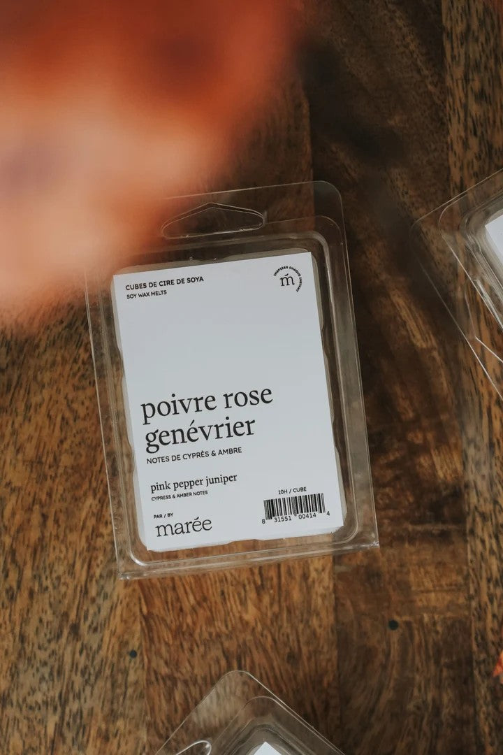 Cubes de cire de soya pour diffuseur - Poivre rose genévrier - MARÉE CHANDELLES