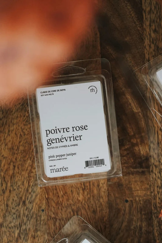 Cubes de cire de soya pour diffuseur - Poivre rose genévrier - MARÉE CHANDELLES