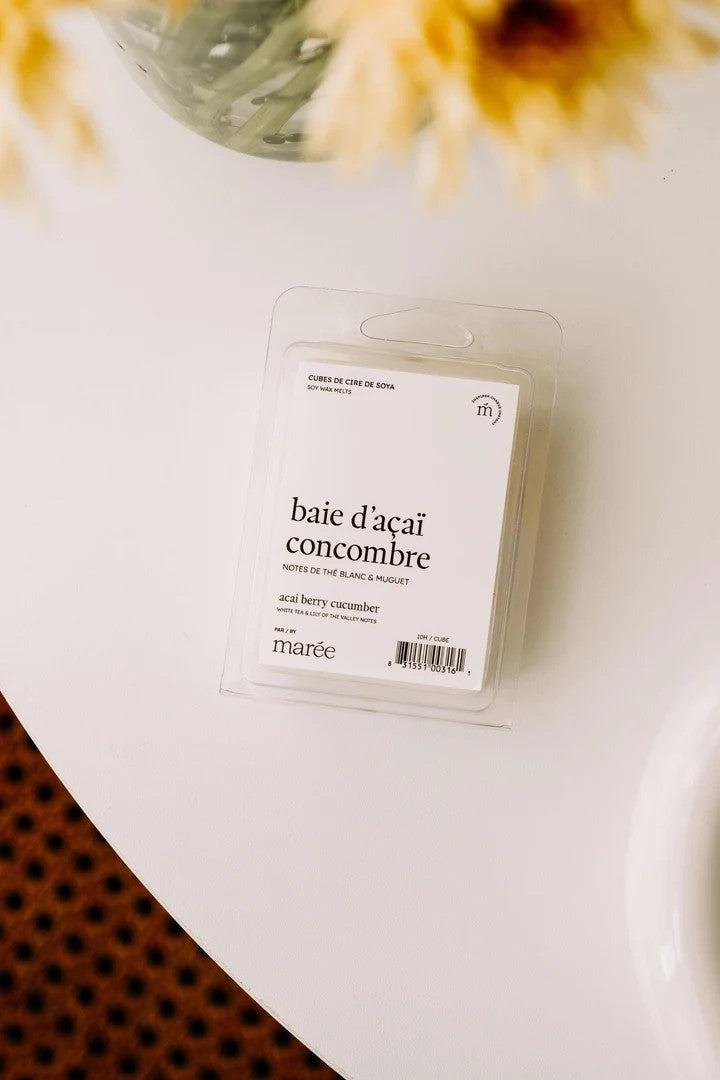 Cubes de cire de soya - Baie d'açaï concombre - MARÉE CHANDELLES