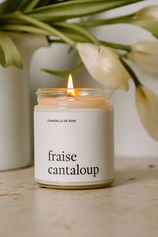 Chandelle de soya - Fraise Cantaloup 270 ml - MARÉE CHANDELLES