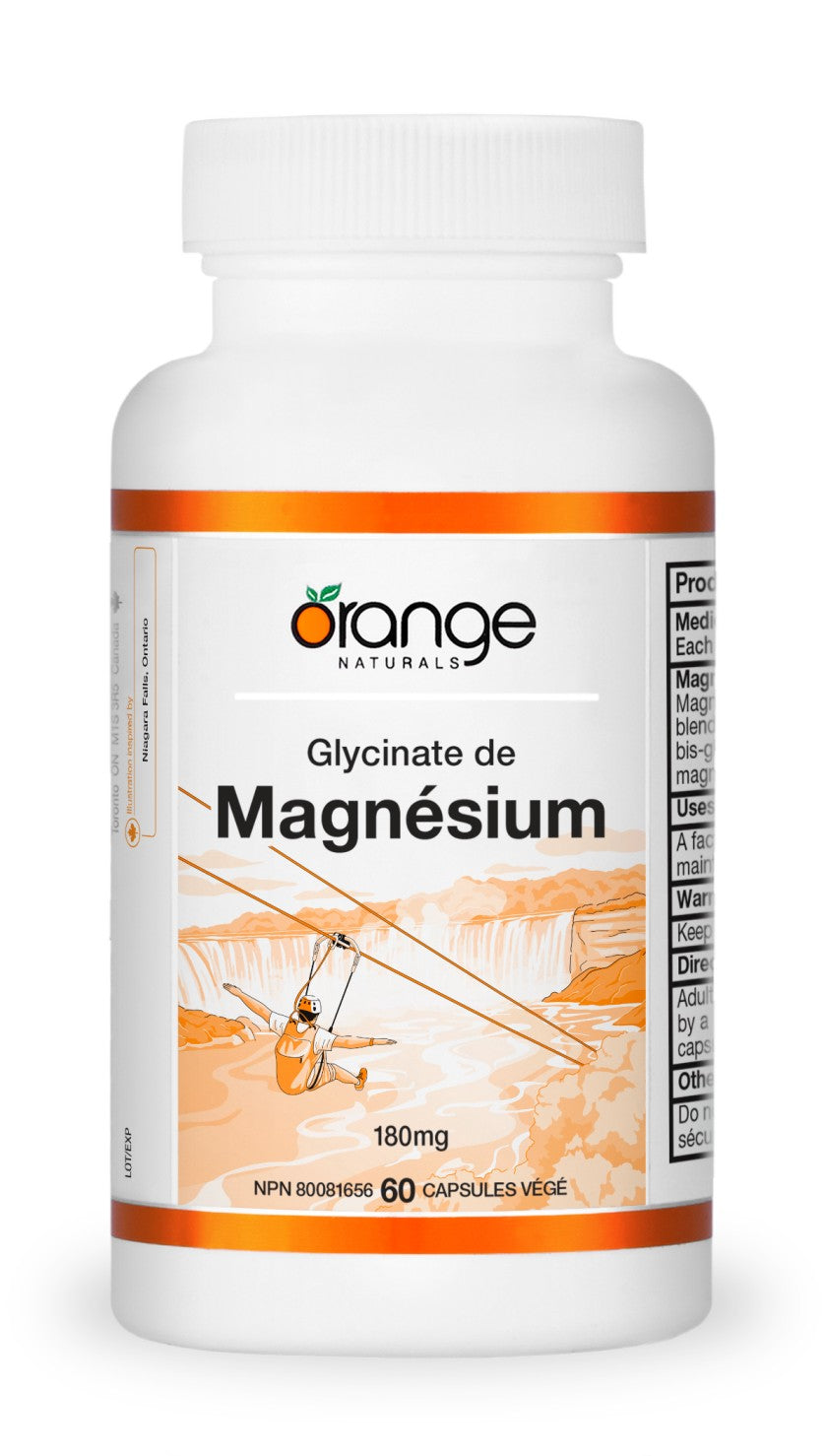 Magnésium - Glycinate 60 caps de 180 mg - Purity Life - ORANGE NATURALS