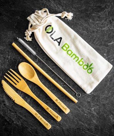 Kit Zéro Déchet/Ustensiles en bambou réutilisables de OLA Bamboo
