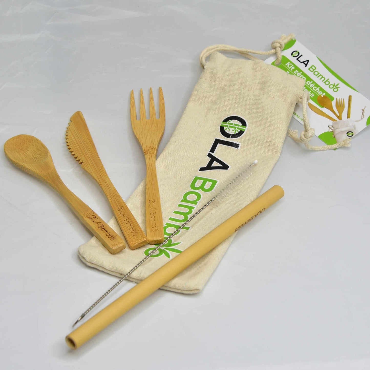Kit Zéro Déchet/Ustensiles en bambou réutilisables de OLA Bamboo